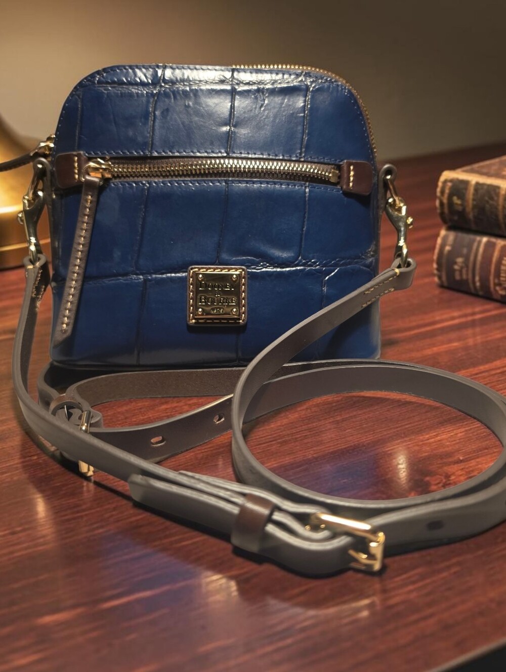 Dooney & Bourke Denison Domed Leather Crocodile Crossbody Purse